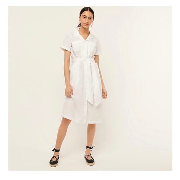 NWT J. Crew Patch-Pocket Cotton White Poplin Shirtdress Size 14 Lightweight - Picture 8 of 14